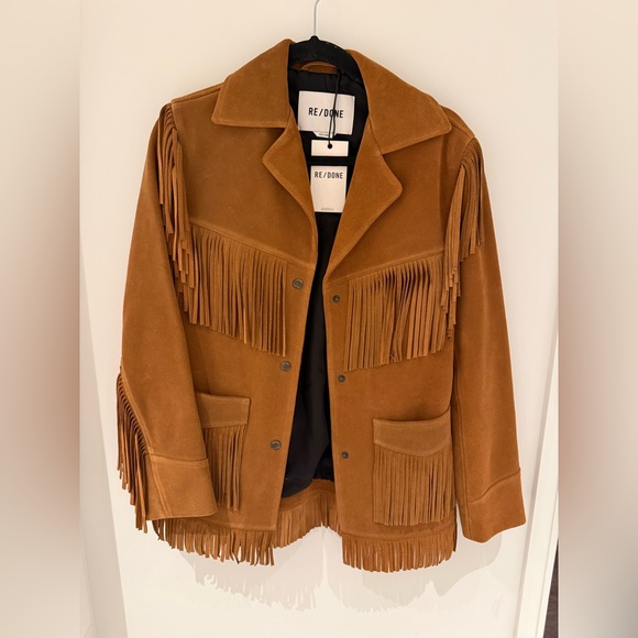 RE/DONE Jackets & Blazers - NWT $1295 RE/DONE Suede Fringe Jacket Brown Tan XS